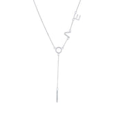 0.04ct 14k White Gold Diamond "Love" Necklace
